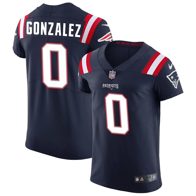 Christian Gonzalez Men's Nike Navy New England Patriots Vapor Elite Custom Jersey