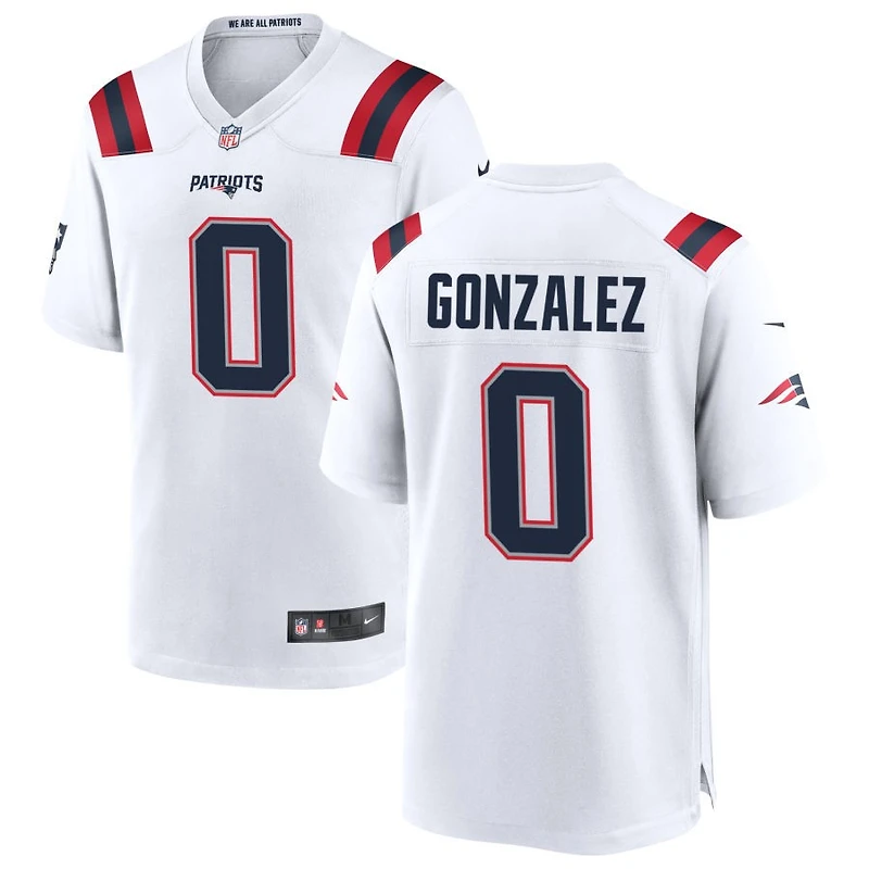 Christian Gonzalez Men's Nike White New England Patriots Custom Game Jersey