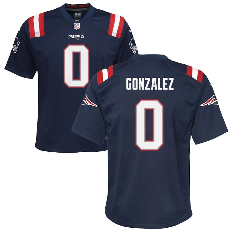 Christian Gonzalez Youth Nike Navy New England Patriots Custom Game Jersey