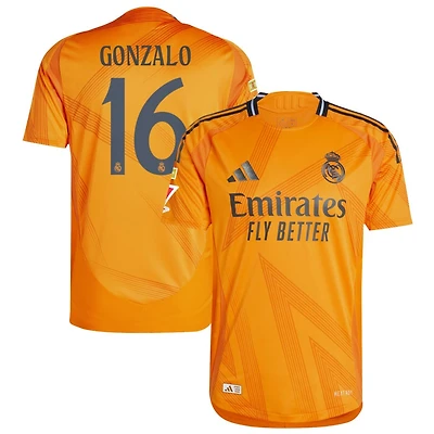 Gonzalo Garcia Gonzalo Men's adidas  Orange Real Madrid 2024/25 Away Authentic Custom Jersey