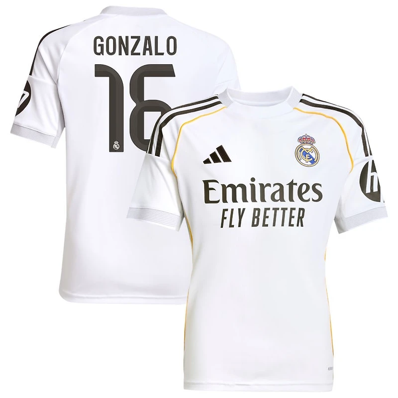 Gonzalo Garcia Gonzalo Youth adidas White Real Madrid 2025/26 Home Replica Custom Jersey