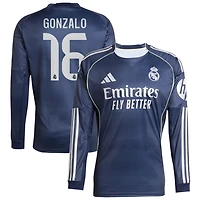 Gonzalo Garcia Gonzalo Men's adidas Blue Real Madrid 2025/26 Away Long Sleeve Replica Custom Jersey
