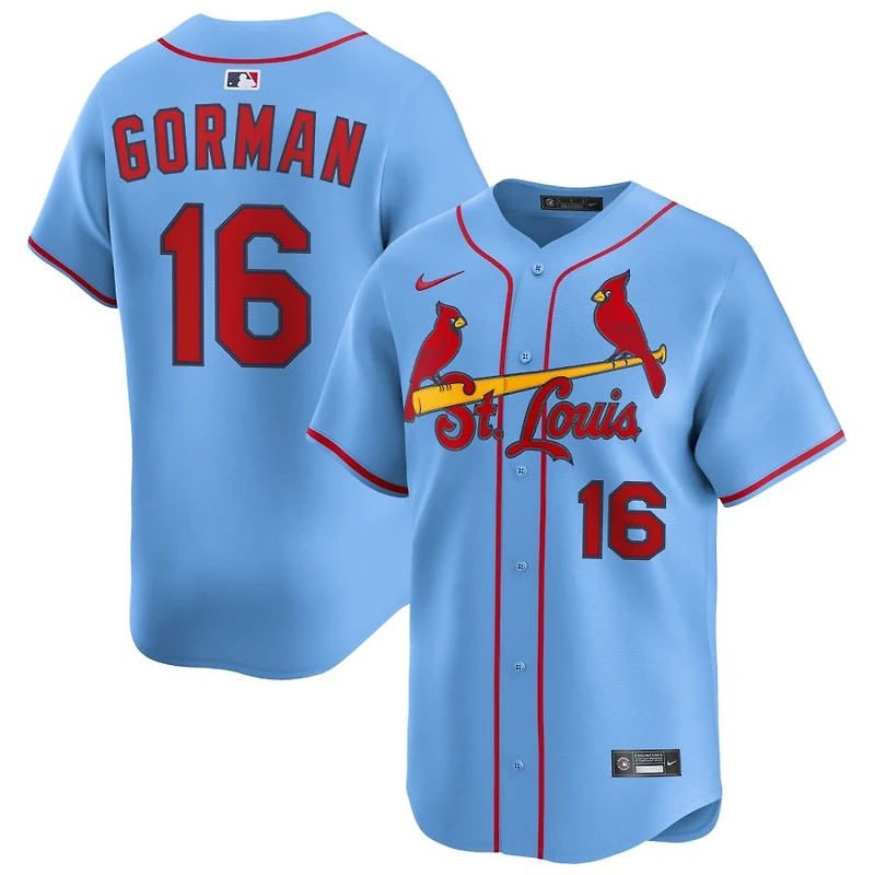 Nolan Gorman Men's Nike Light Blue St. Louis Cardinals Alternate Limited Custom Jersey