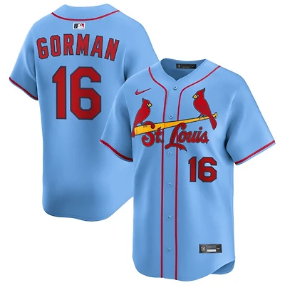 Nolan Gorman Men's Nike Light Blue St. Louis Cardinals Alternate Limited Custom Jersey
