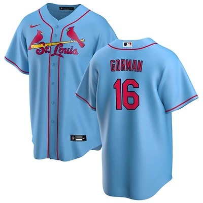 Nolan Gorman Men's Nike Light Blue St. Louis Cardinals Alternate Replica Custom Jersey