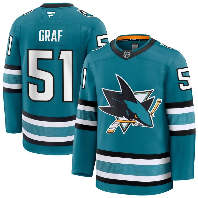 Collin Graf Men's Fanatics Teal San Jose Sharks Home Premium Custom Jersey