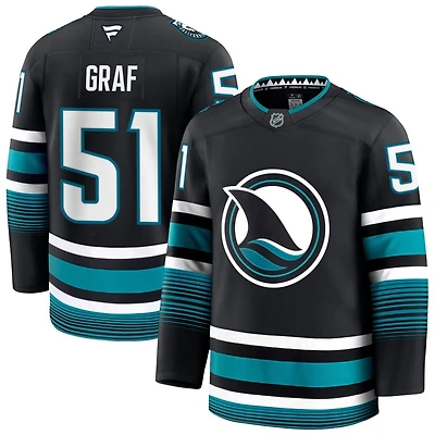 Collin Graf Men's Fanatics Black San Jose Sharks Alternate Premium Custom Jersey