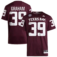 Adam Graham Men's adidas  Maroon Texas A&M Aggies NIL Pick-A-Player Home Premier Football Jersey