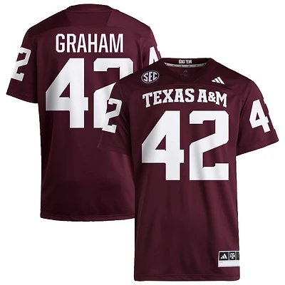 Jackson Graham Men's adidas  Maroon Texas A&M Aggies NIL Pick-A-Player Home Premier Football Jersey