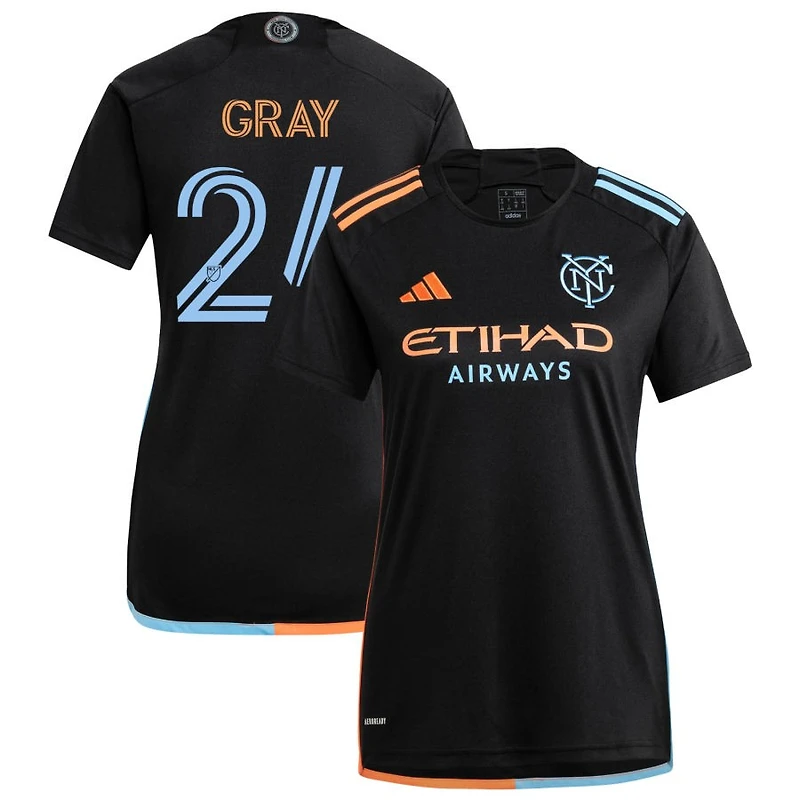 Tayvon Gray Men's adidas  Black New York City FC 2024 24/7 Kit Replica Custom Jersey