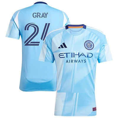 Tayvon Gray Men's adidas Light Blue New York City FC 2025 The Excelsior Kit Replica Custom Jersey