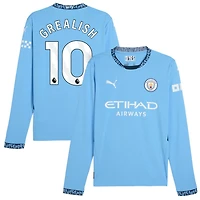 Jack Grealish Men's Puma Light Blue Manchester City 2024/25 Home Replica Long Sleeve Custom Jersey