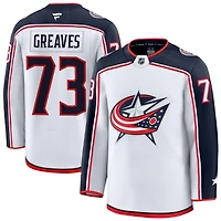 Jet Greaves Men's Fanatics White Columbus Blue Jackets Away Premium Custom Jersey