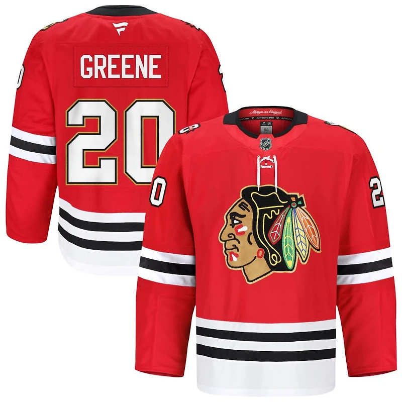 Ryan Greene Men's Fanatics Red Chicago Blackhawks Anniversary, Home Authentic Pro Custom Jersey