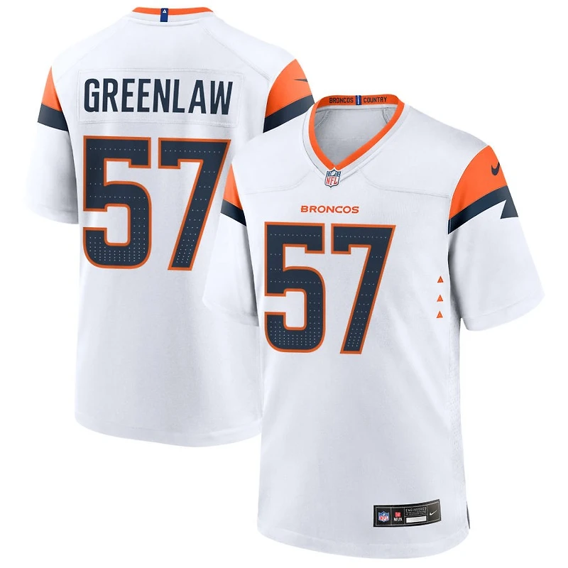 Dre Greenlaw Men's Nike White Denver Broncos Custom Game Jersey