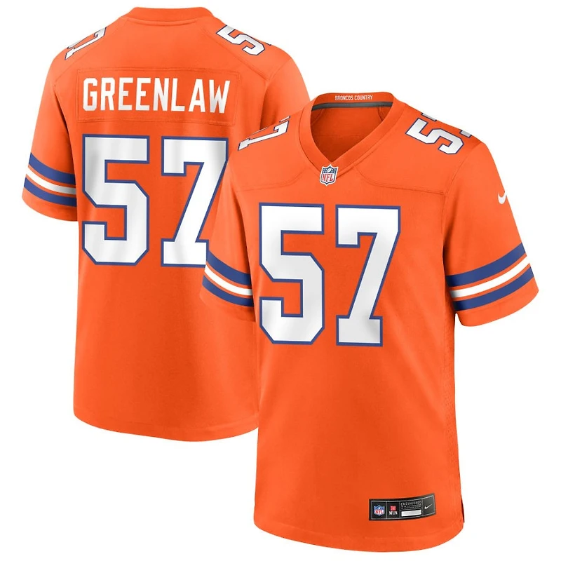 Dre Greenlaw Men's Nike Orange Denver Broncos Mile High Collection 1977 Throwback Custom Game Jersey