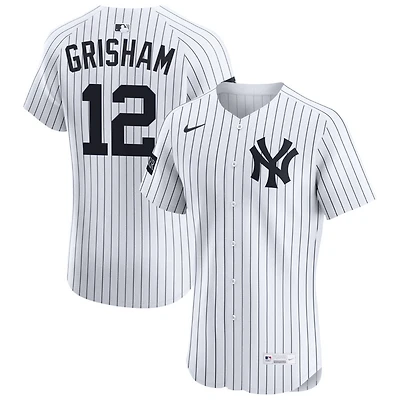 Trent Grisham Men's Nike White New York Yankees Home Elite Sponsor Patch Custom Jersey