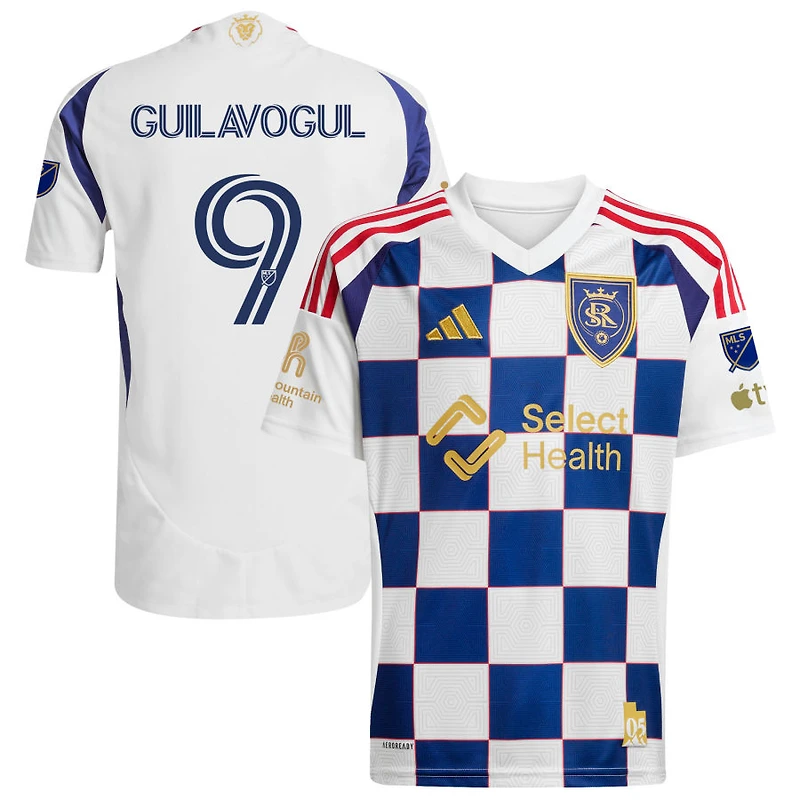 Morgan Guilavogul Men's adidas White Real Salt Lake 2025 On-Field Authentic Grid City Custom Jersey