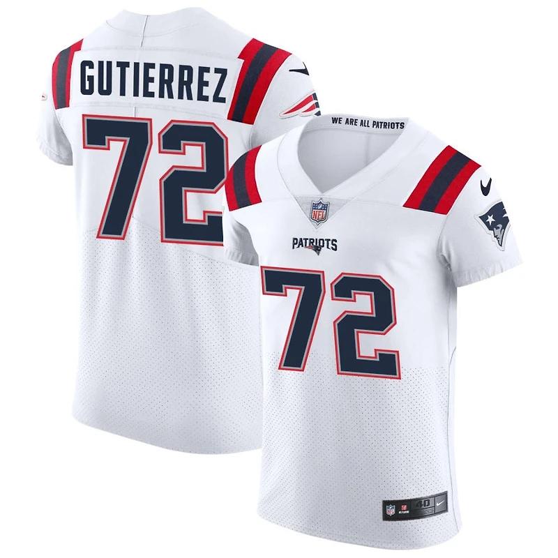 Sebastian Gutierrez Men's Nike White New England Patriots Vapor Elite Custom Jersey