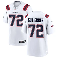 Sebastian Gutierrez Men's Nike White New England Patriots Custom Game Jersey