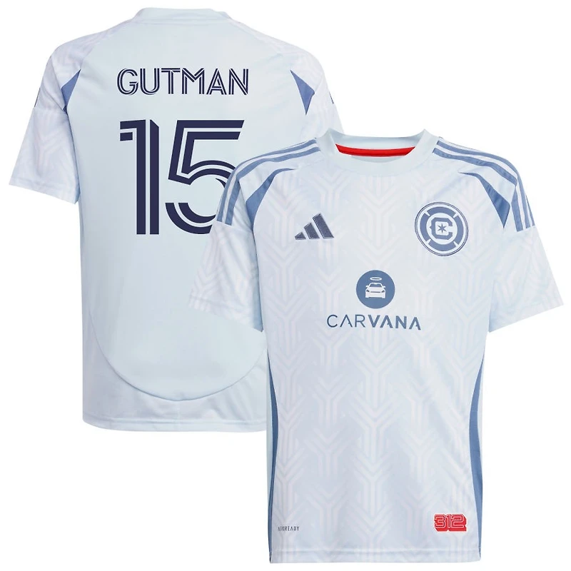 Andrew Gutman Youth adidas Light Blue Chicago Fire 2025 The Municipal Kit Replica Custom Jersey