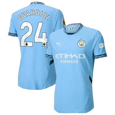 Josko Gvardiol Men's Puma Light Blue Manchester City 2024/25 Home Authentic Custom Jersey