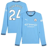 Josko Gvardiol Men's Puma Light Blue Manchester City 2024/25 Home Replica Long Sleeve Custom Jersey
