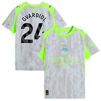 Josko Gvardiol Youth Puma Green/Neon Green Manchester City 2025/26 Third Replica Custom Jersey