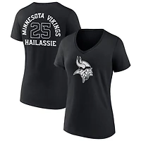 Women's Black Minnesota Vikings Personalized Name & Number Monochrome V-Neck T-Shirt
