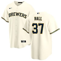 DL Hall Men's Nike Cream Milwaukee Brewers Home Replica Custom Jersey