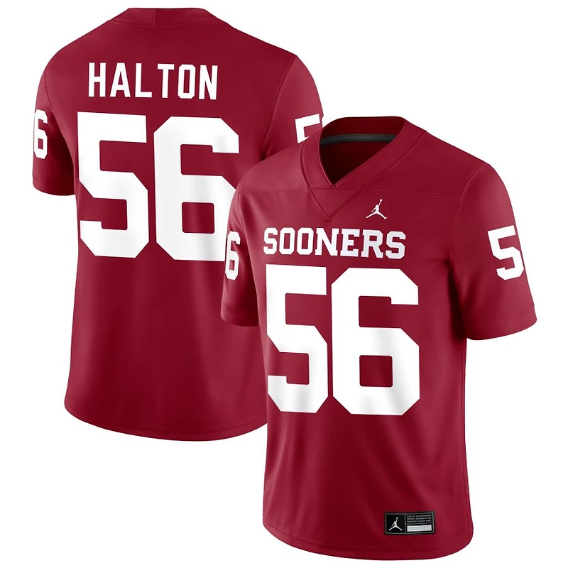 Gracen Halton Men's Jordan Brand Crimson Oklahoma Sooners NIL Pick-A-Player Football Replica Jersey