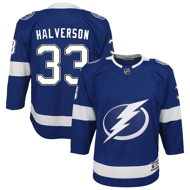 Brandon Halverson Youth Blue Tampa Bay Lightning Home Custom Premier Jersey