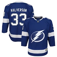 Brandon Halverson Youth Blue Tampa Bay Lightning Home Custom Premier Jersey