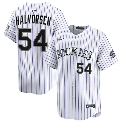 Seth Halvorsen Men's Nike White Colorado Rockies Home Limited Custom Jersey