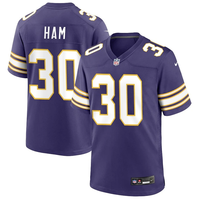 C.J. Ham Men's Nike Purple Minnesota Vikings Classic Custom Game Jersey