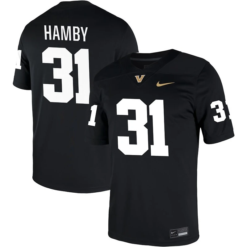 Tate Hamby Men's Nike Black Vanderbilt Commodores NIL Pick-A-Player Game Jersey