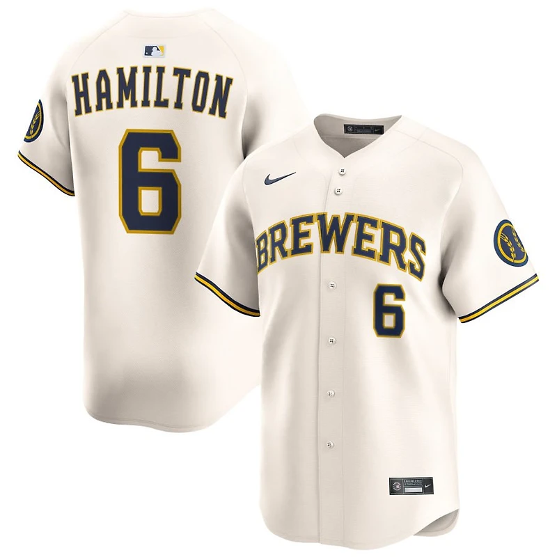 David Hamilton Men's Nike Cream Milwaukee Brewers Home Limited Custom Jersey