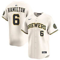 David Hamilton Men's Nike Cream Milwaukee Brewers Home Limited Custom Jersey