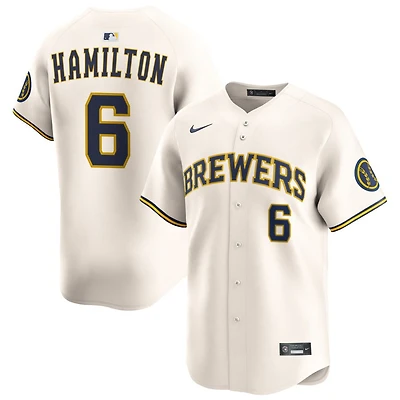 David Hamilton Men's Nike Cream Milwaukee Brewers Home Limited Custom Jersey