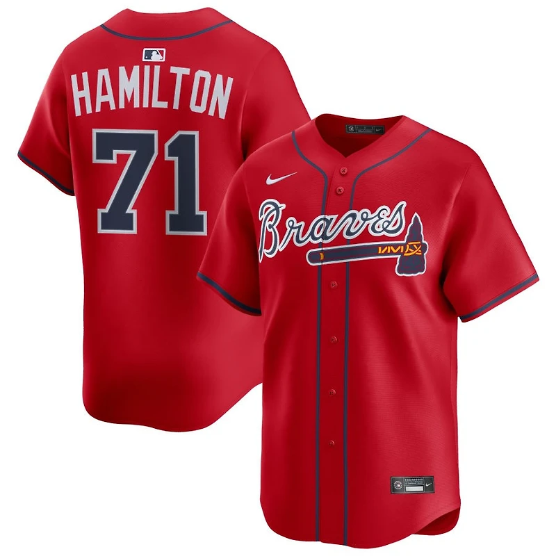 Ian Hamilton Men's Nike Red Atlanta Braves Alternate Limited Custom Jersey