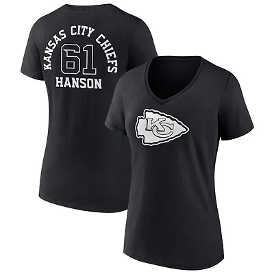 Women's Black Kansas City Chiefs Personalized Name & Number Monochrome V-Neck T-Shirt