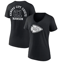 Women's Black Kansas City Chiefs Personalized Name & Number Monochrome V-Neck T-Shirt