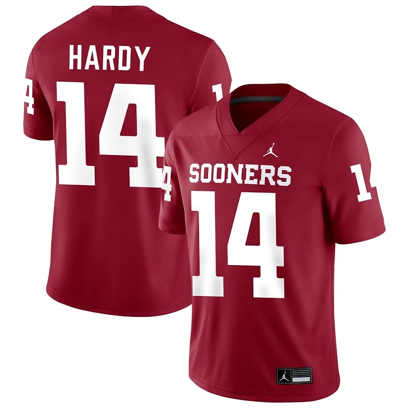 Jaydan Hardy Men's Jordan Brand Crimson Oklahoma Sooners NIL Pick-A-Player Football Replica Jersey