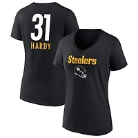 Women's Black Pittsburgh Steelers Personalized Name & Number Team Wordmark V-Neck T-Shirt