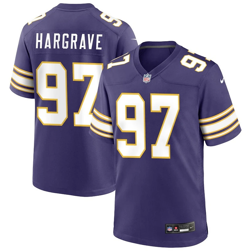 Javon Hargrave Men's Nike Purple Minnesota Vikings Classic Custom Game Jersey