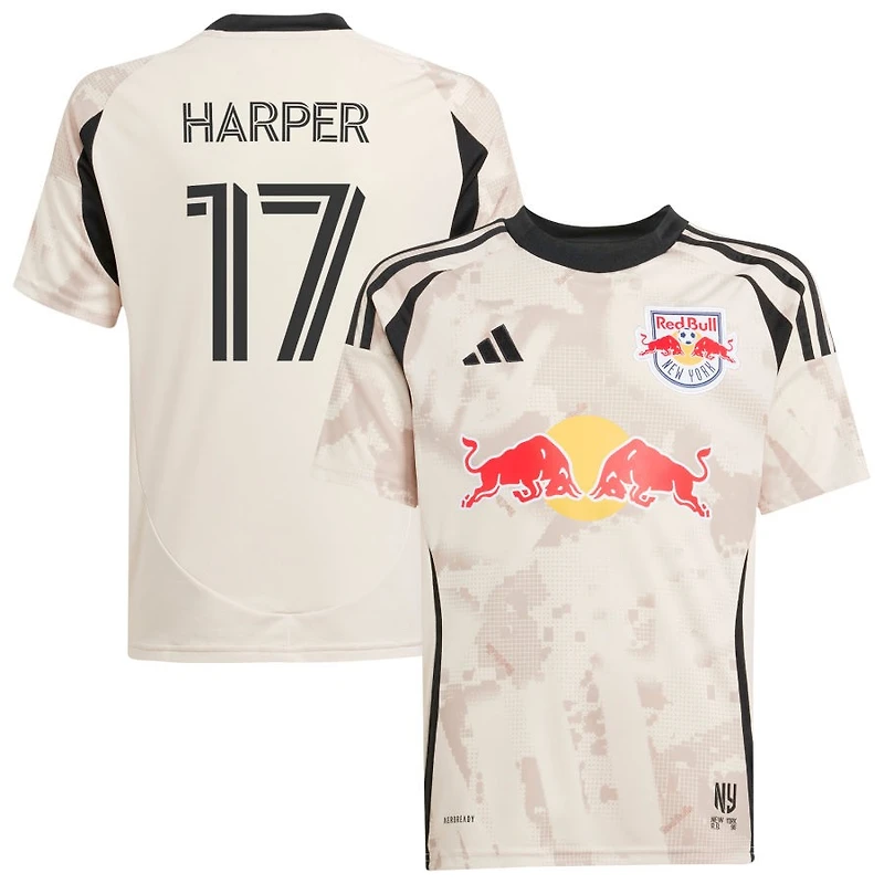 Cameron Harper Youth adidas  Tan New York Red Bulls 2025 Stone Kit Replica Custom Jersey