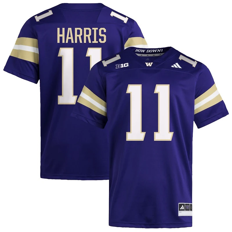Marcus Harris Men's adidas  Purple Washington Huskies NIL Pick-A-Player Home Premier Football Jersey