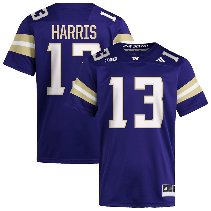 Audric Harris Men's adidas  Purple Washington Huskies NIL Pick-A-Player Home Premier Football Jersey