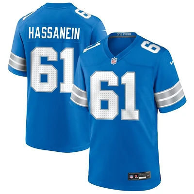 Ahmed Hassanein Men's Nike Blue Detroit Lions Custom Game Jersey
