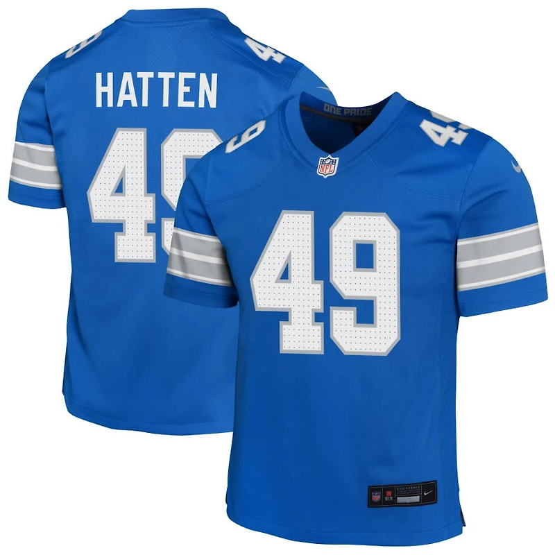 Hogan Hatten Youth Nike Blue Detroit Lions Custom Game Jersey